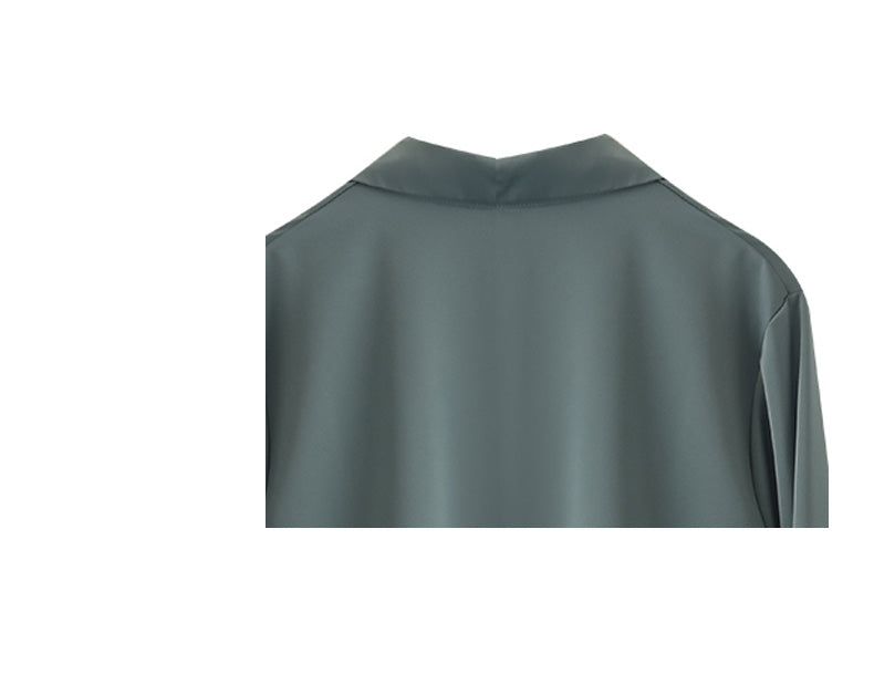 Elegant Satin Short-sleeved Shirt Women's High Waist Suit
