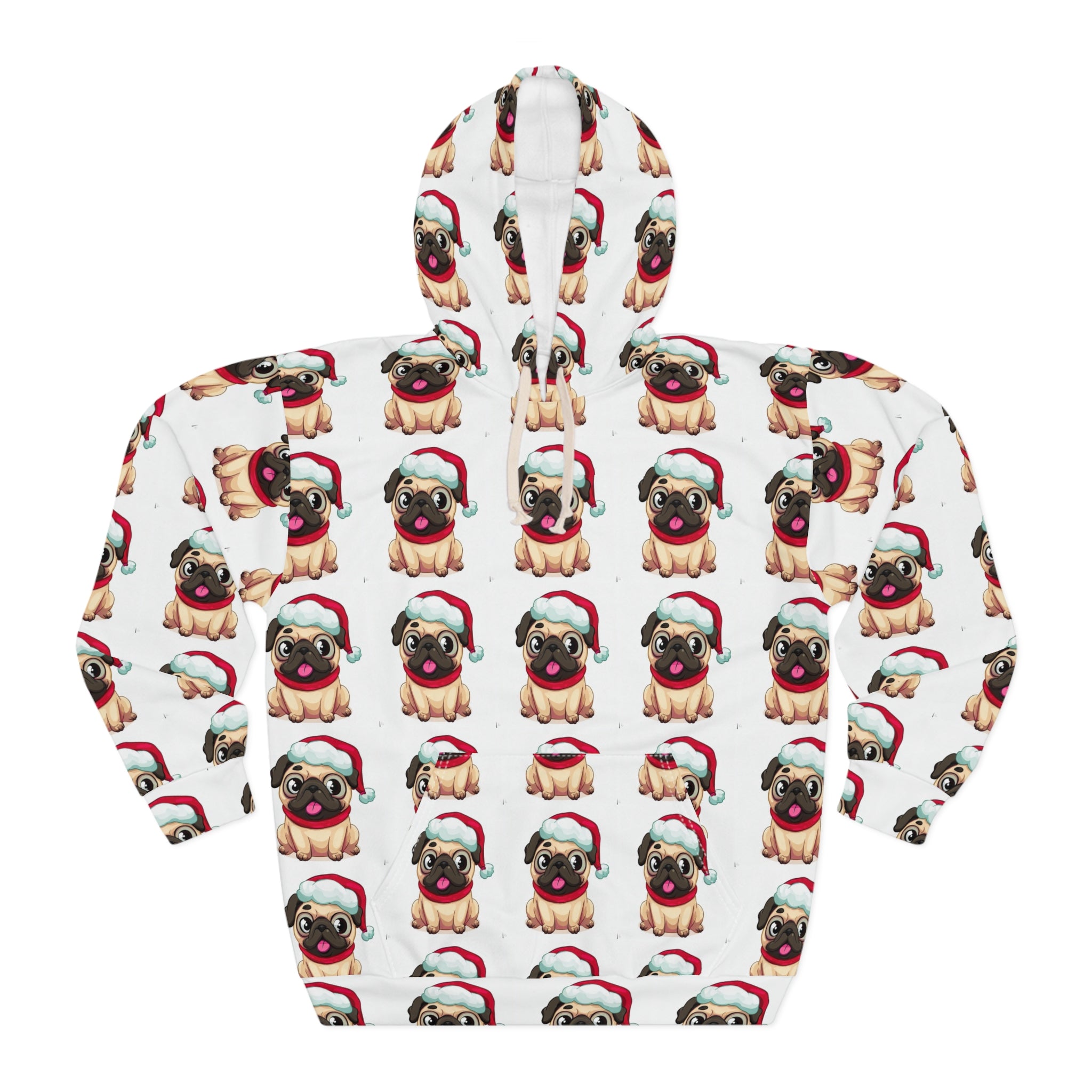 Unisex Pullover Hoodie (AOP) Christmas Pug