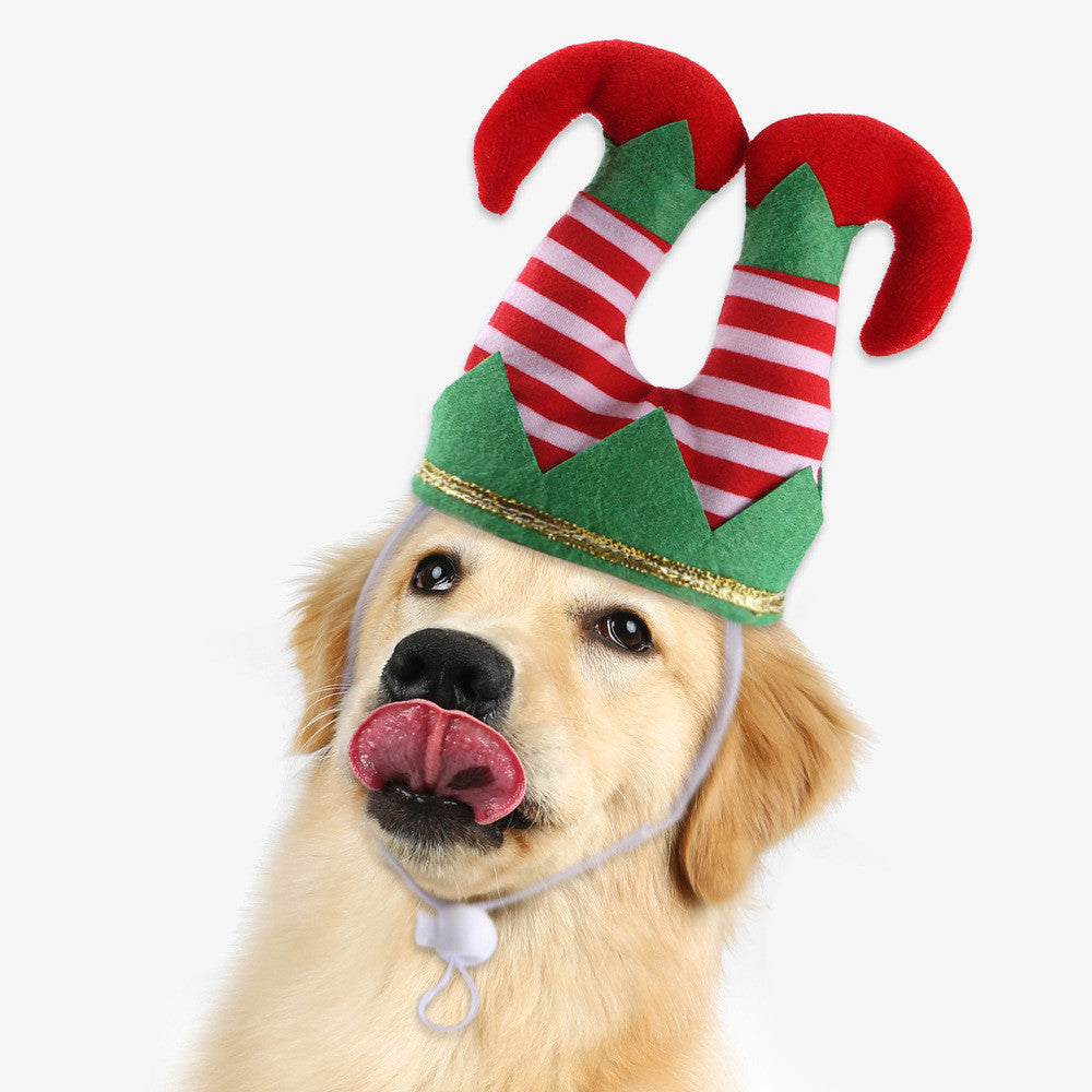 Pet Christmas Dress Up Dog Christmas Hat Pet Funny Striped Clown Hat Dog Christmas Ornaments Pet Headgear Supplies Accessories