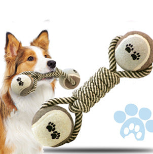 Pet Dumbbell Rope Tennis Ball Chew Toys Teeth Cleaning