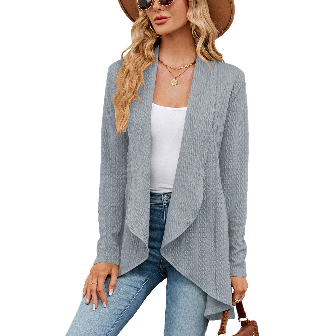 Women's Long Sleeve Sweater Solid Color Loose Cardigan Knitted Jacket