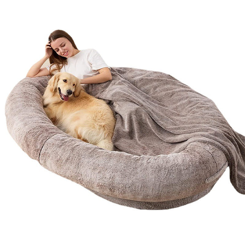Large Human Short Plush Dog Bed