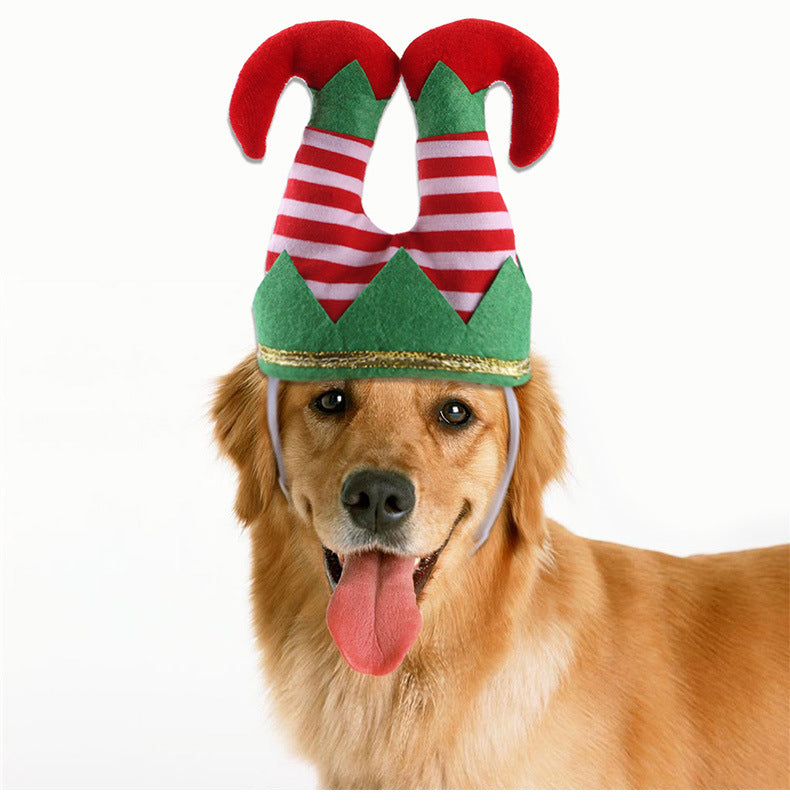 Pet Christmas Dress Up Dog Christmas Hat Pet Funny Striped Clown Hat Dog Christmas Ornaments Pet Headgear Supplies Accessories
