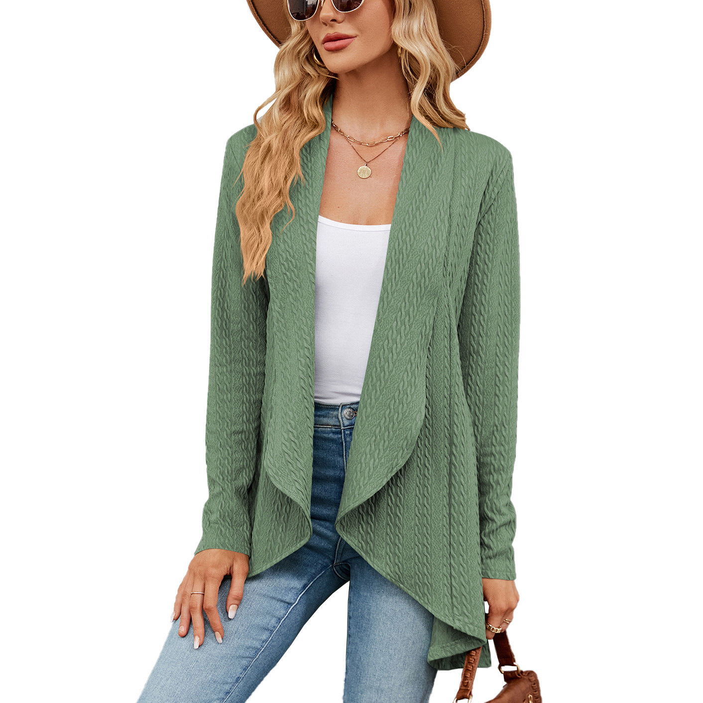 Women's Long Sleeve Sweater Solid Color Loose Cardigan Knitted Jacket