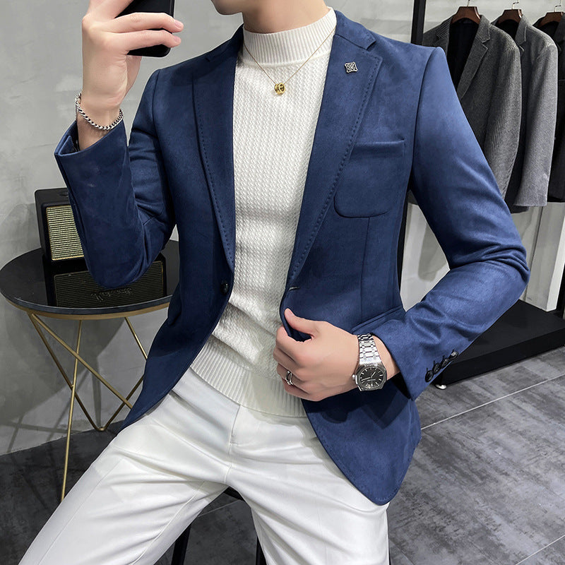 Men's Fashion Casual Suede Suit Top