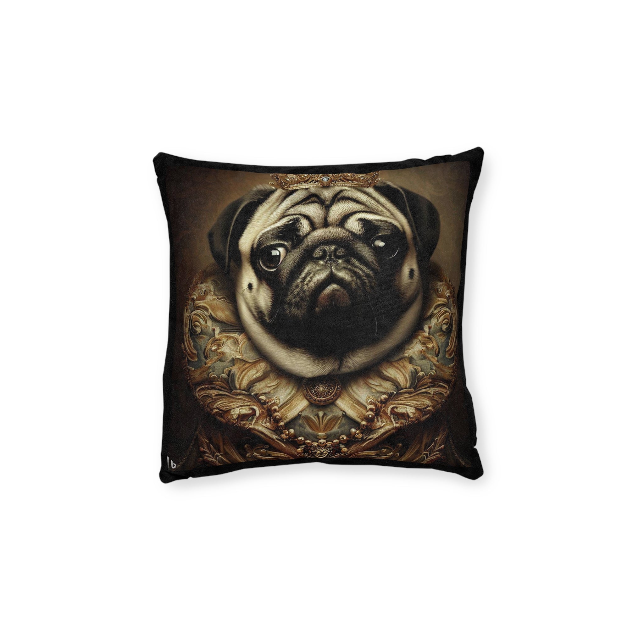 Square Pillow - Pink Back Pug Barroco Style