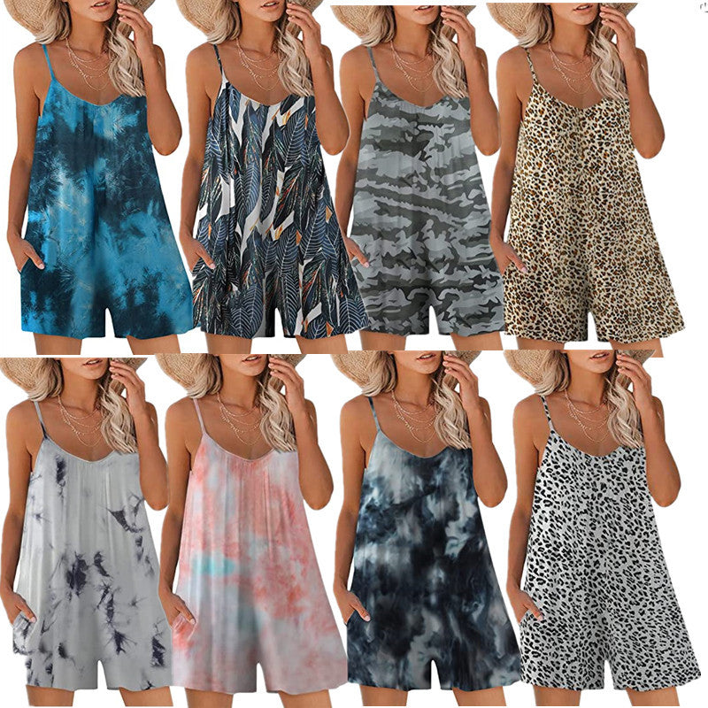 Women's Printed Fashion Casual Loose Jumpsuit