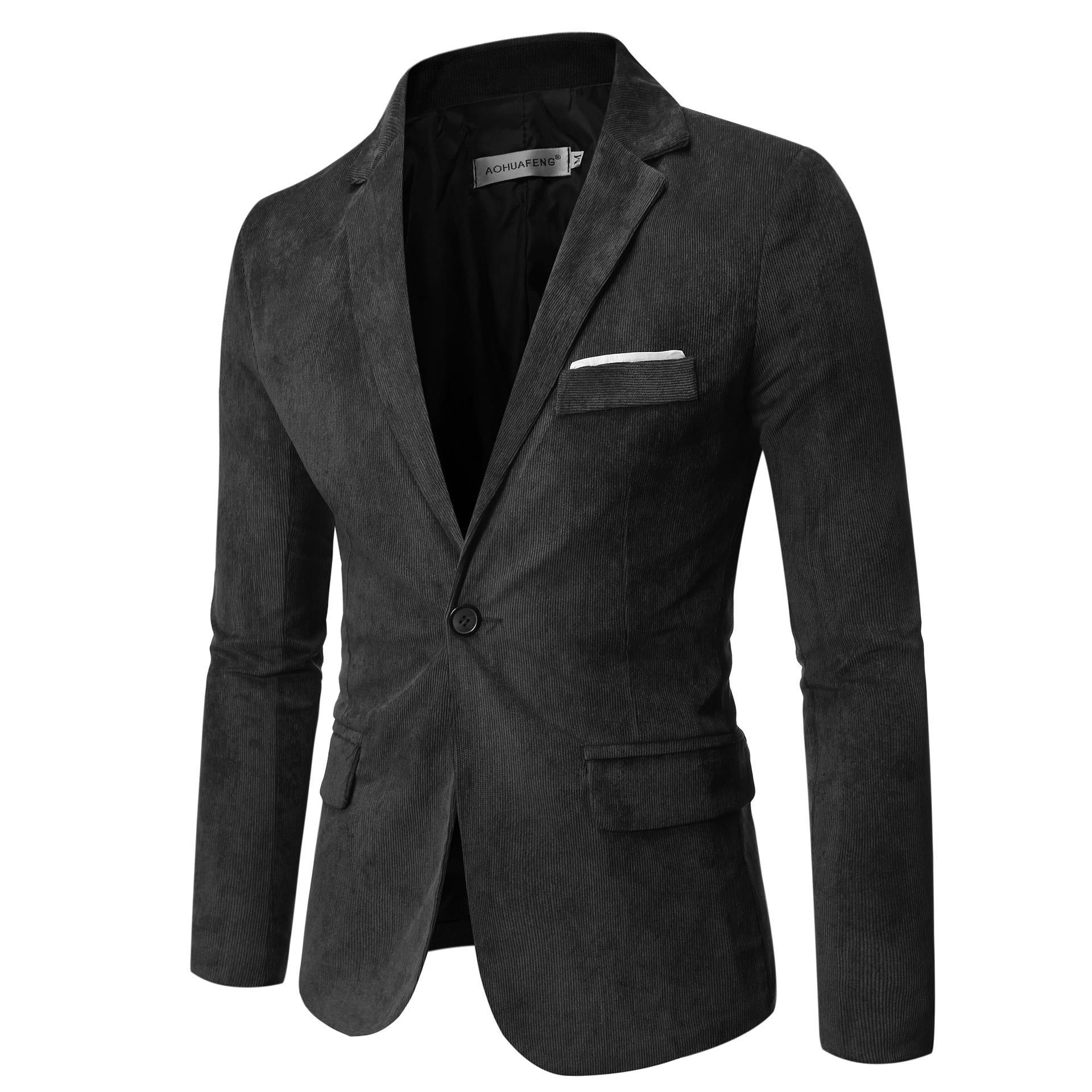 Men's Solid Color One Button Suit Coat