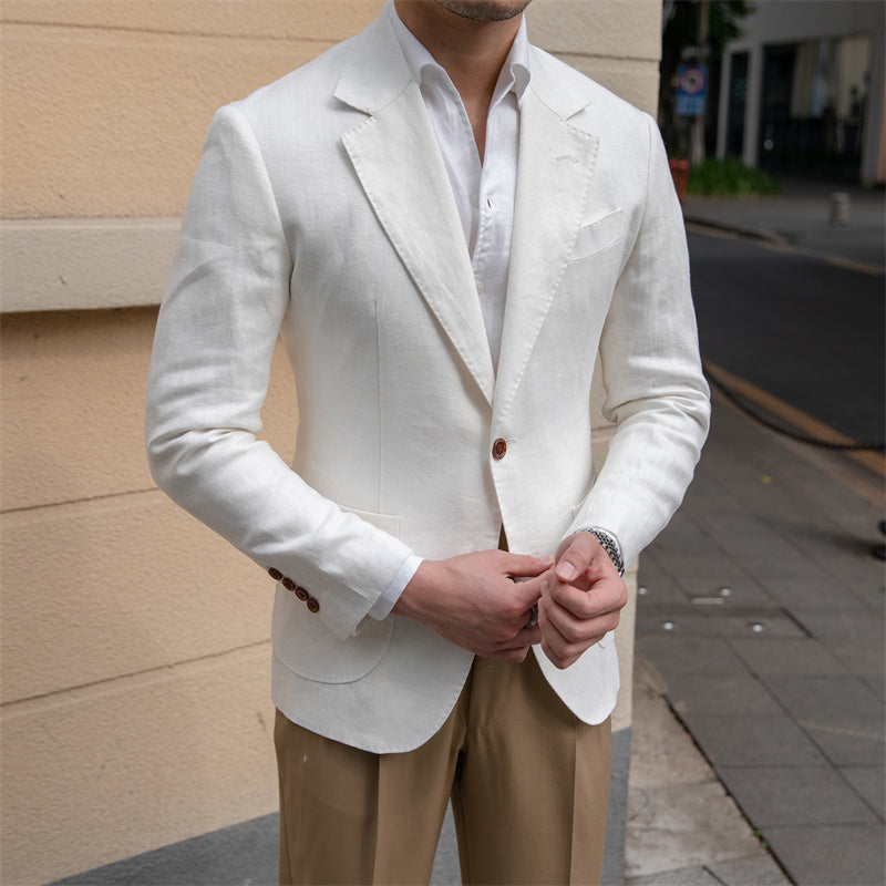 Pure Linen Sense Slim Fit Gentleman Suit High Craftsmanship