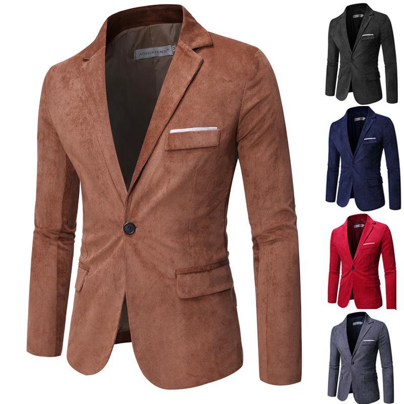 Men's Solid Color One Button Suit Coat