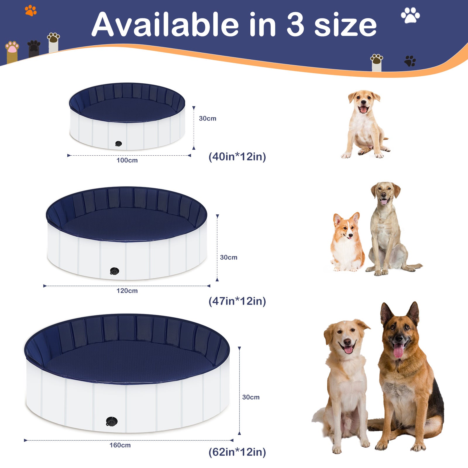 Foldable Dog Pool, Portable Hard Plastic Pet Pool For Dogs And Cats, Sturdy And Durable Pet Wading Pool For Indoor And Outdoor