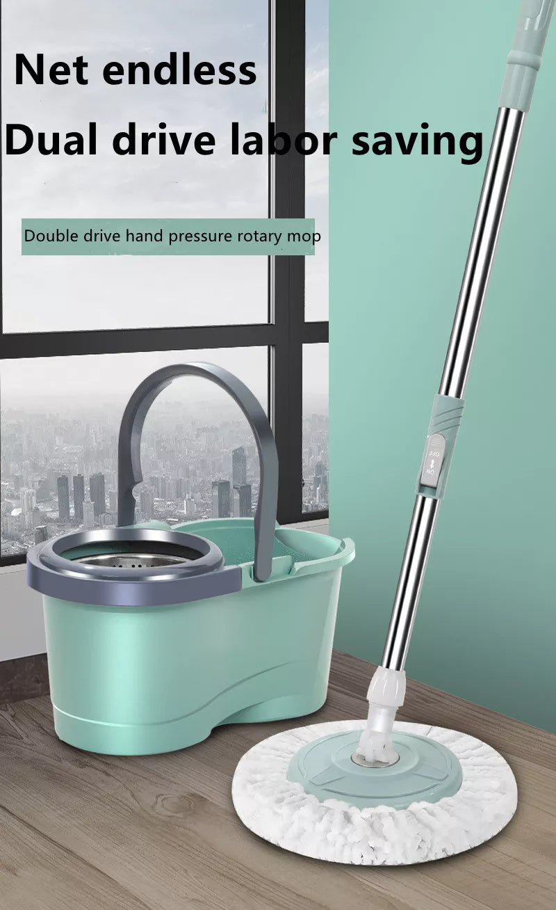 Hand-free Double Drive 360 Degree Rotation Squeeze Floor Cleaning Rotating Mops Bucket
