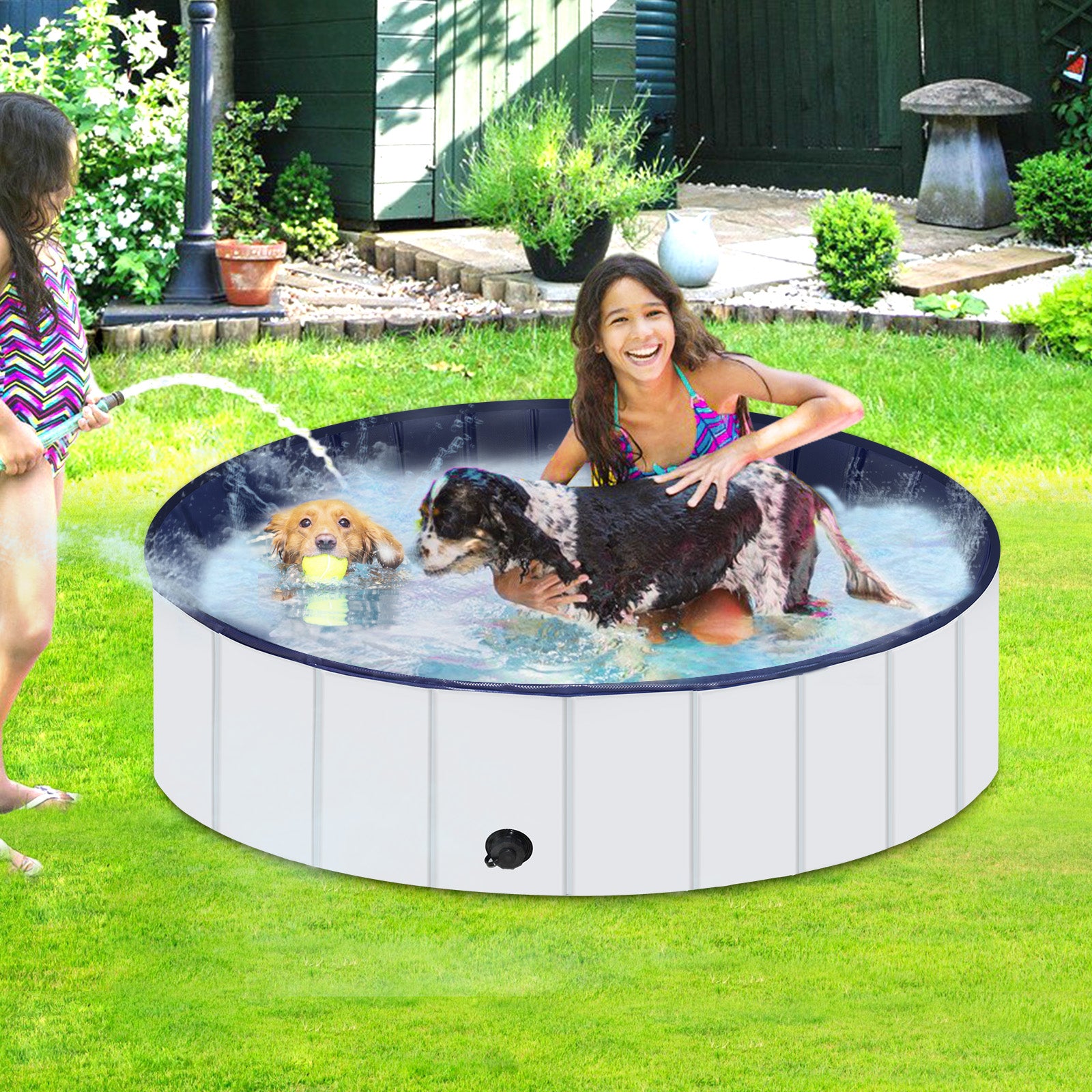 Foldable Dog Pool, Portable Hard Plastic Pet Pool For Dogs And Cats, Sturdy And Durable Pet Wading Pool For Indoor And Outdoor