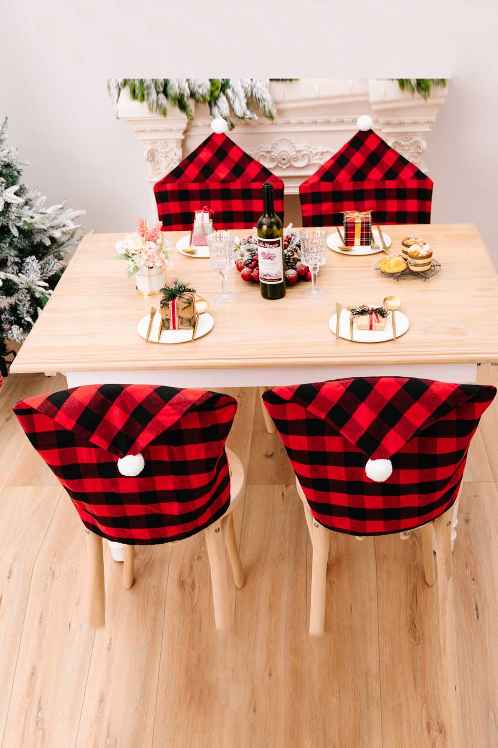 2-Pack Christmas Plaid Chair Covers